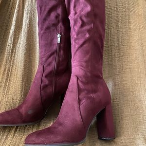Burgundy over the knee boots size 9